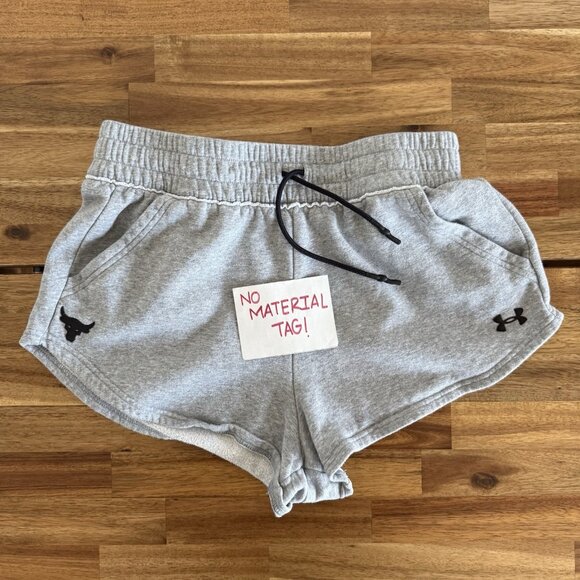 Under Armour Project Rock Fleece Sweat Shorts Drawstring Logo Gray Size M Women - Picture 13 of 13